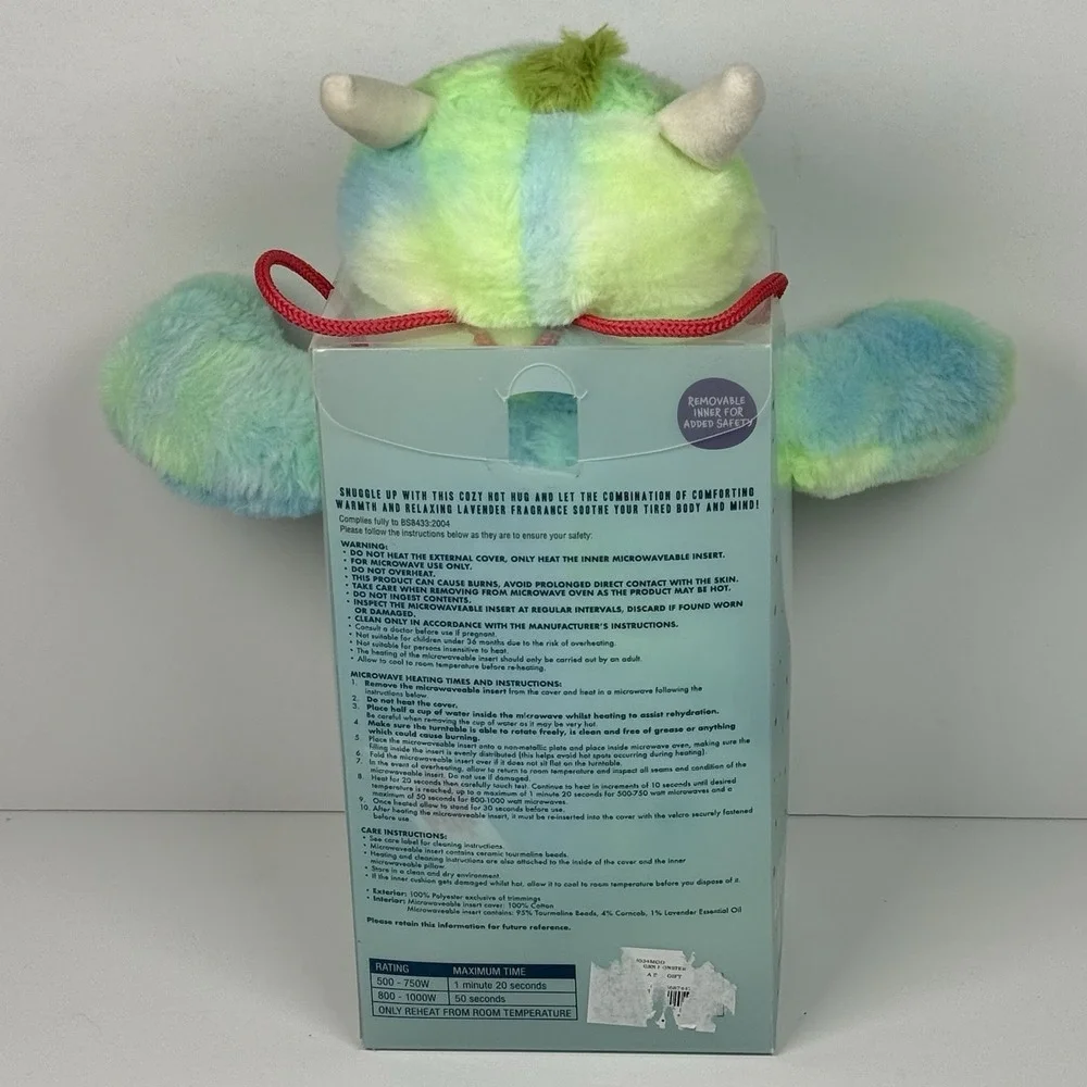 Hot Hugs Monster Multicolor Plush Microwavable Hottie Lavender‎ Aromatherapy Toy